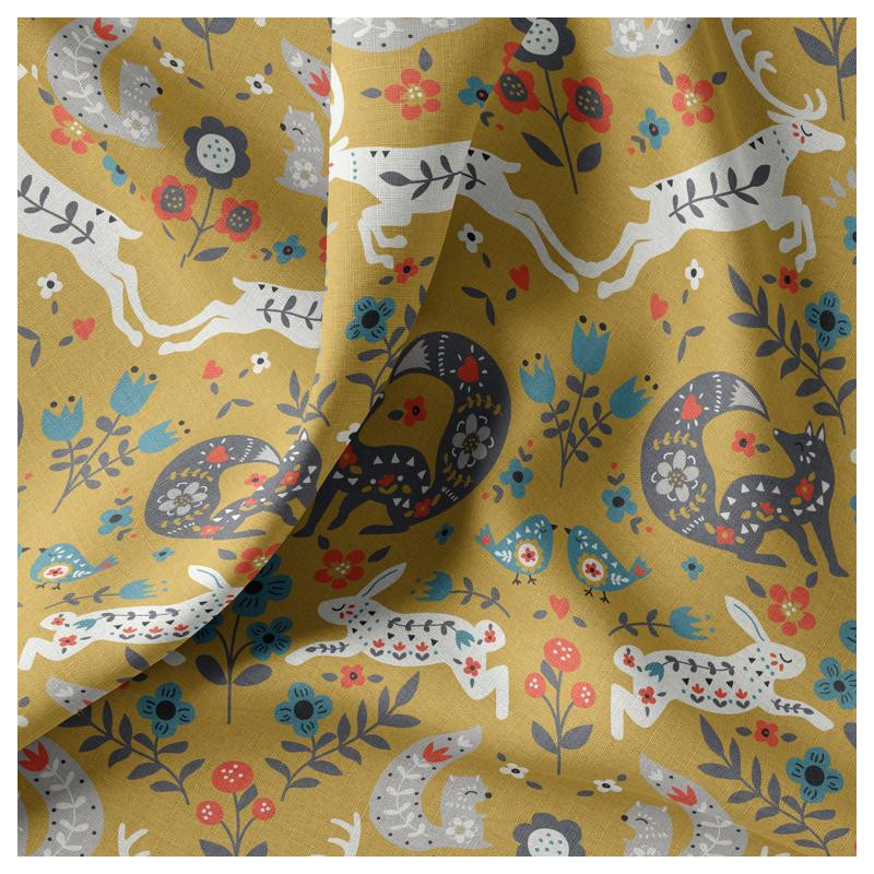 Printed Cotton GRACIANE Ochre / Bright Multicolored